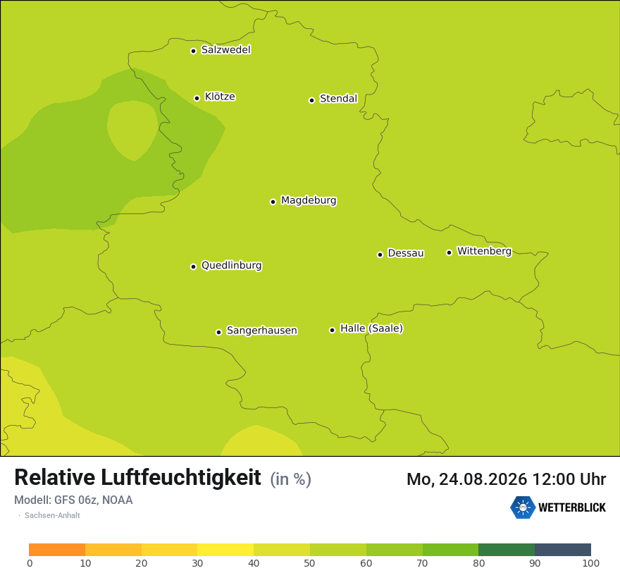 Modellkarte GFS – relhum – st