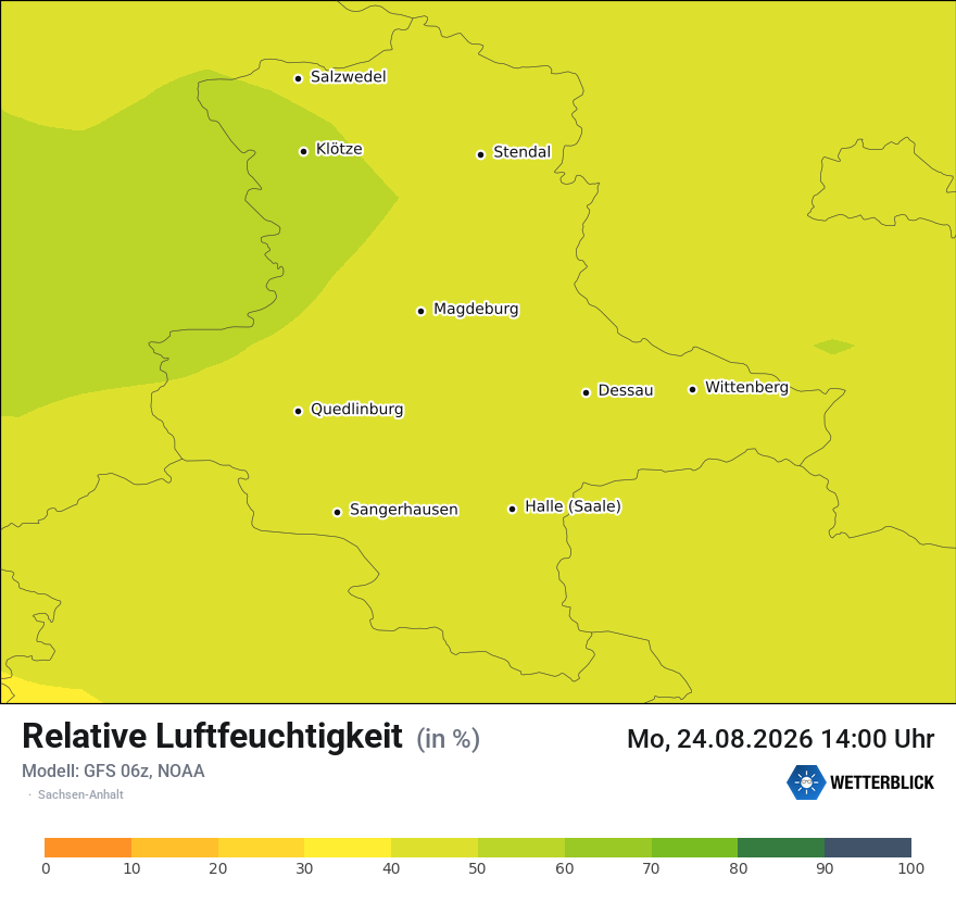 Modellkarte GFS – relhum – st