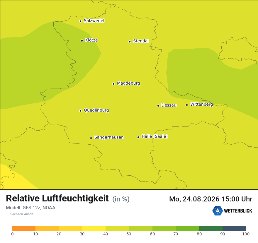 Modellkarte GFS – relhum – st