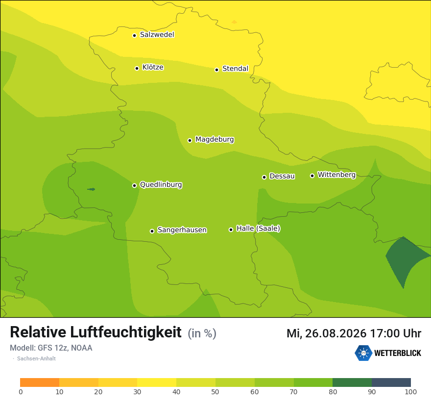 Modellkarte GFS – relhum – st