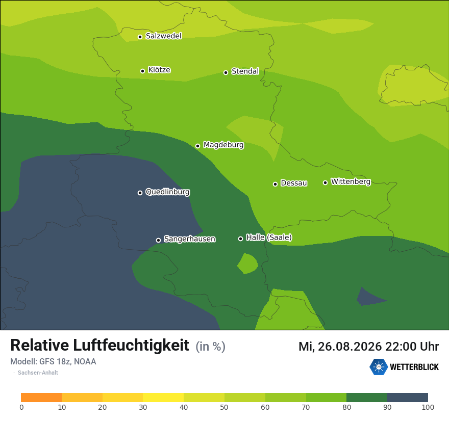 Modellkarte GFS – relhum – st