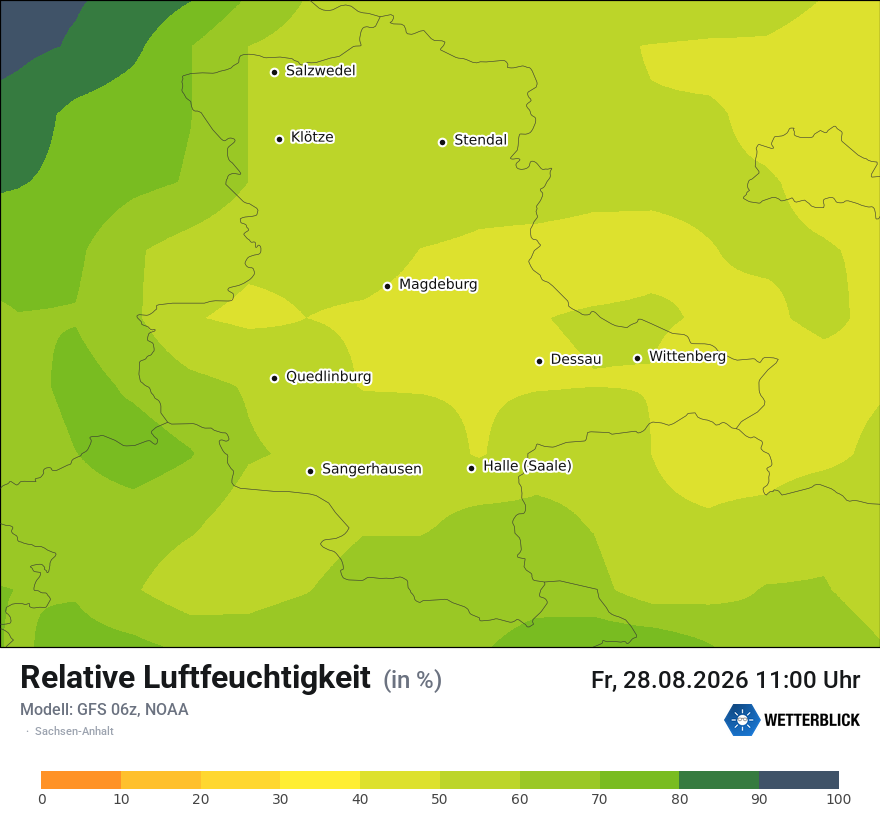 Modellkarte GFS – relhum – st