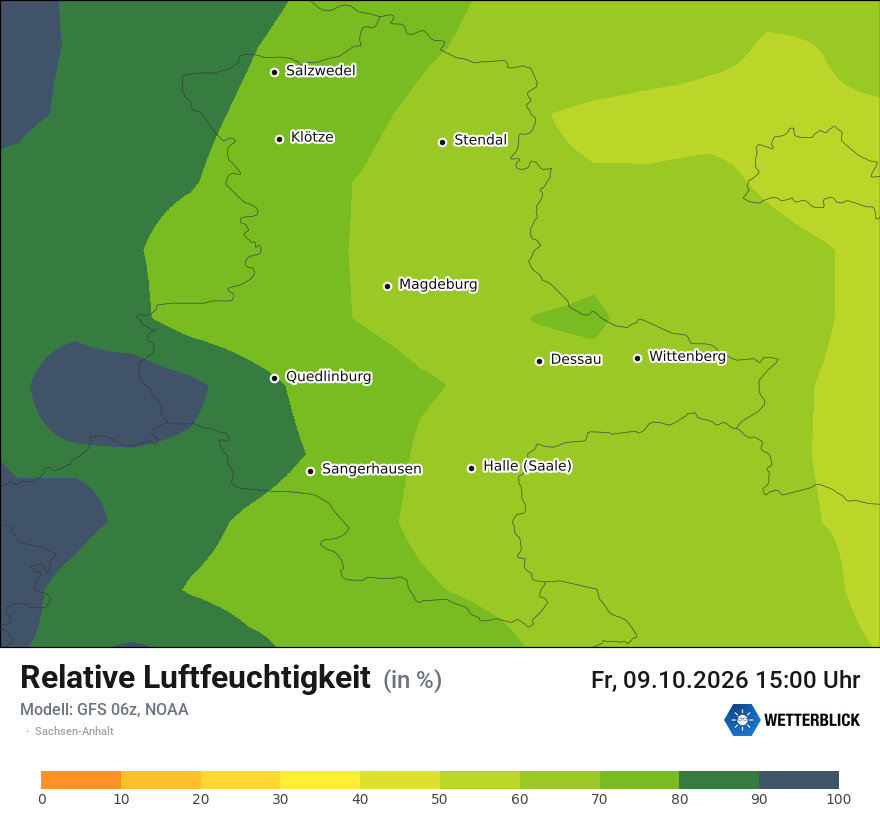 Modellkarte GFS – relhum – st