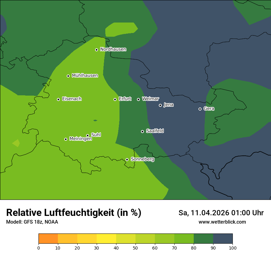 Modellkarte GFS – relhum – th