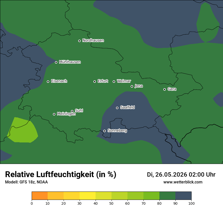 Modellkarte GFS – relhum – th