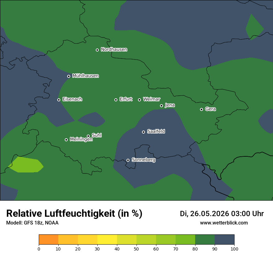 Modellkarte GFS – relhum – th