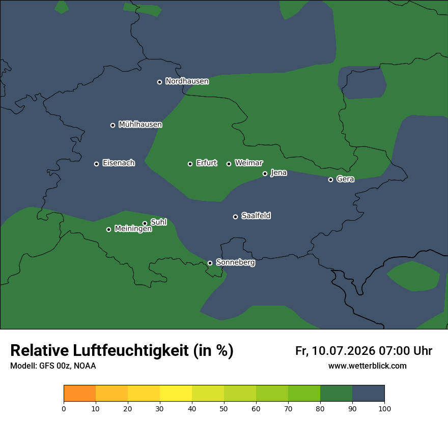 Modellkarte GFS – relhum – th