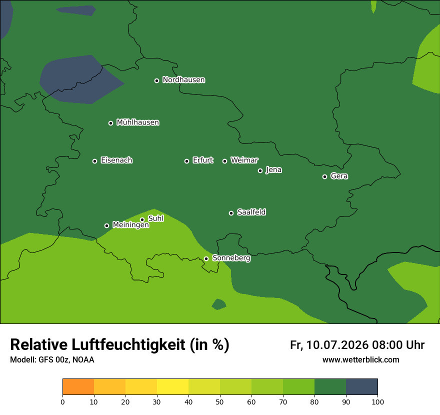 Modellkarte GFS – relhum – th