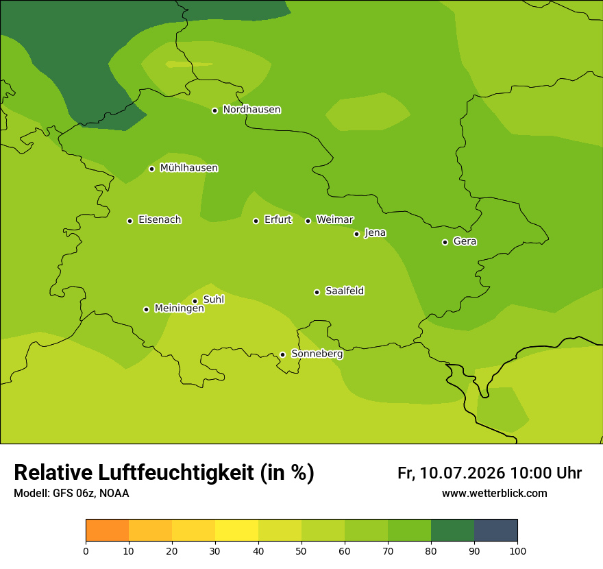 Modellkarte GFS – relhum – th