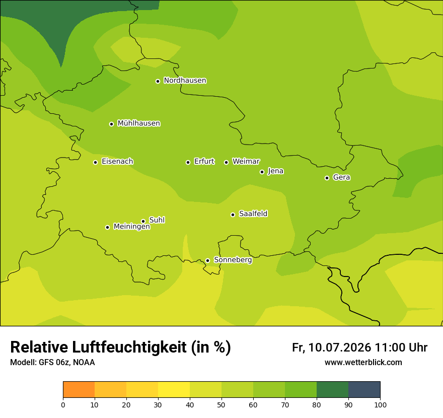 Modellkarte GFS – relhum – th