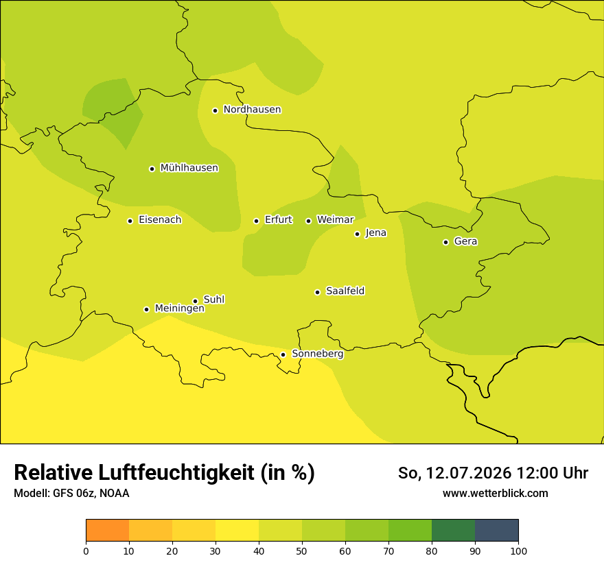 Modellkarte GFS – relhum – th