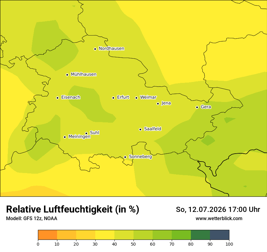 Modellkarte GFS – relhum – th