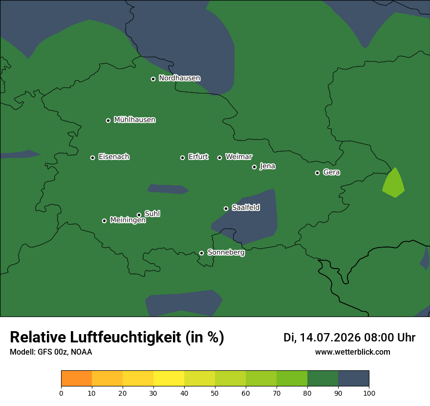 Modellkarte GFS – relhum – th