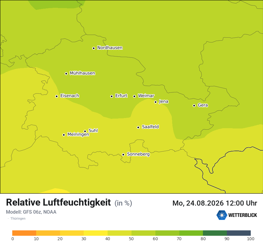 Modellkarte GFS – relhum – th