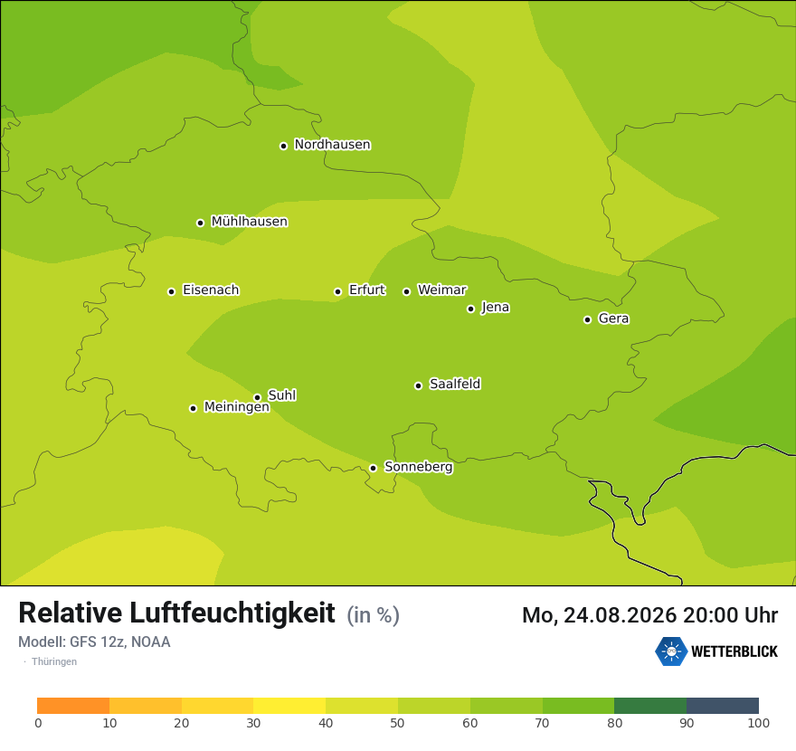 Modellkarte GFS – relhum – th