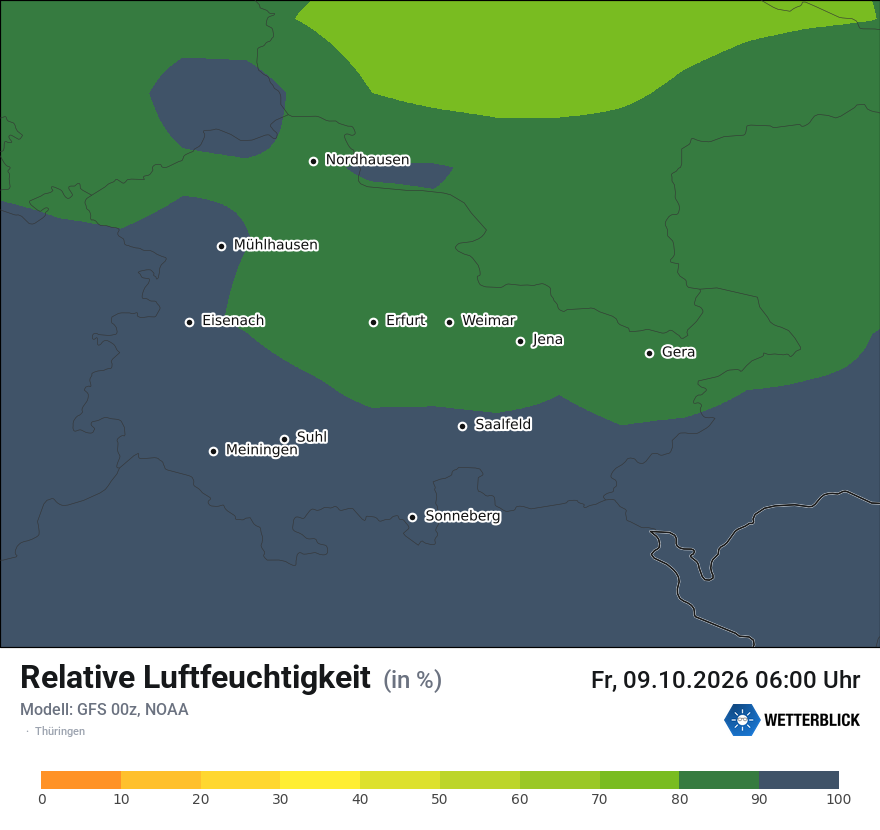 Modellkarte GFS – relhum – th