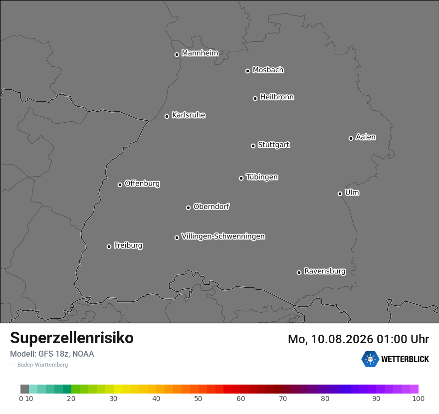 Modellkarte GFS – superzellenrisiko – bw