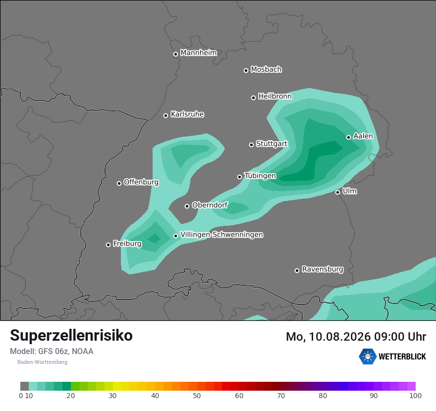 Modellkarte GFS – superzellenrisiko – bw