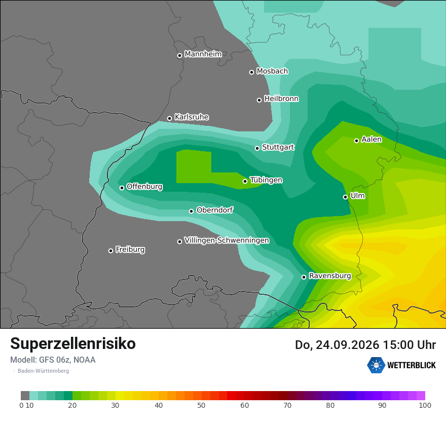 Modellkarte GFS – superzellenrisiko – bw