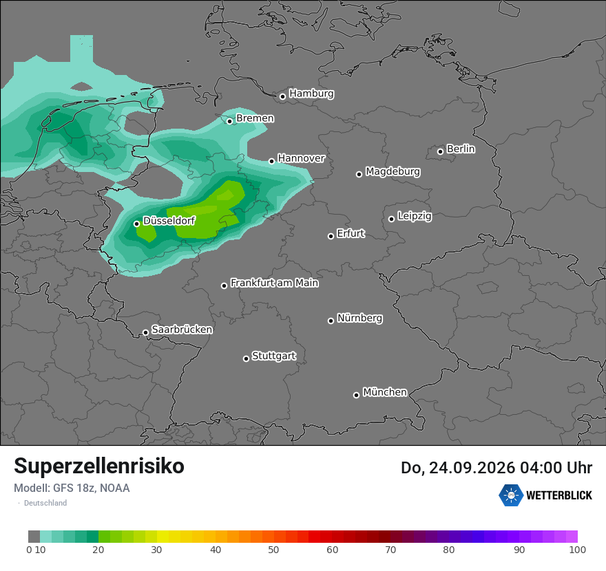 Modellkarte GFS – superzellenrisiko – deutschland