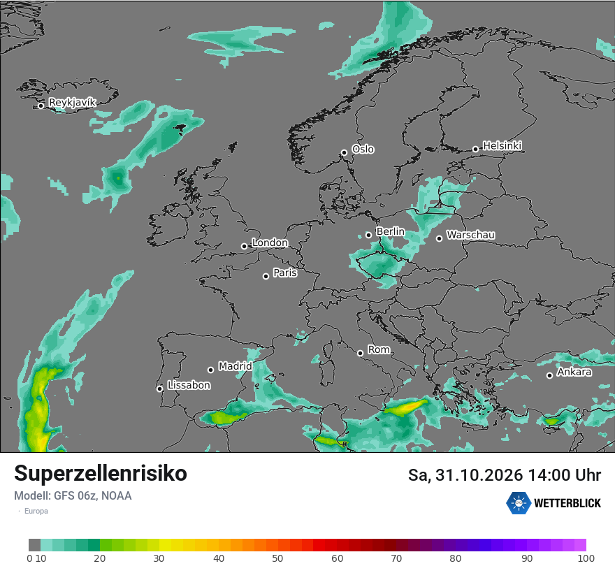 Modellkarte GFS – superzellenrisiko – europa