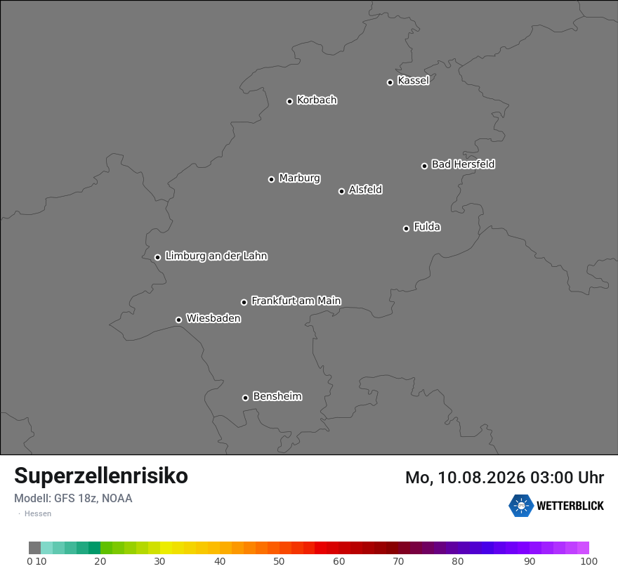 Modellkarte GFS – superzellenrisiko – he