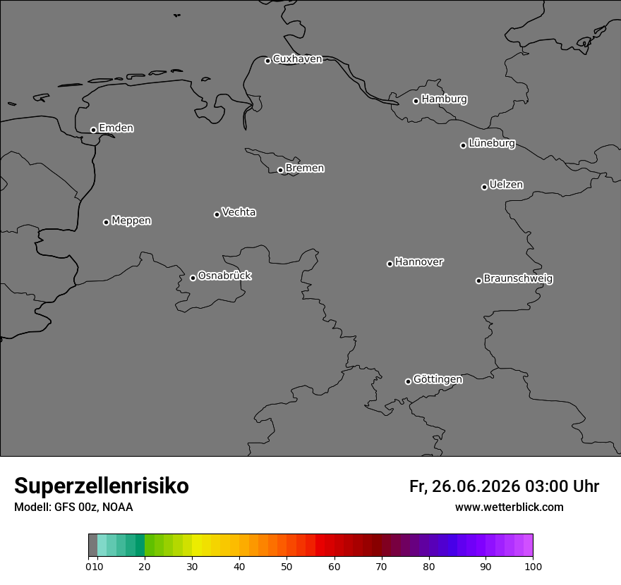 Modellkarte GFS – superzellenrisiko – ni