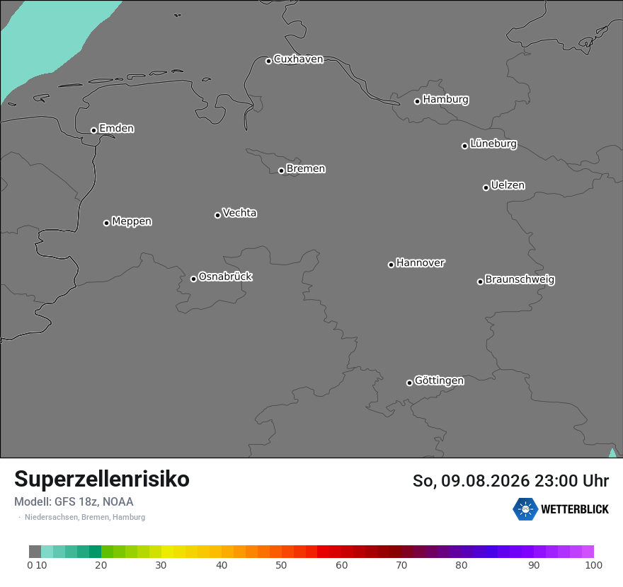 Modellkarte GFS – superzellenrisiko – ni
