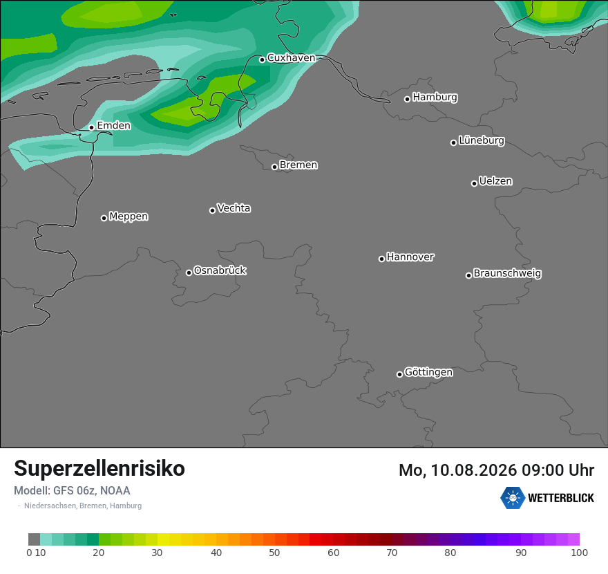 Modellkarte GFS – superzellenrisiko – ni
