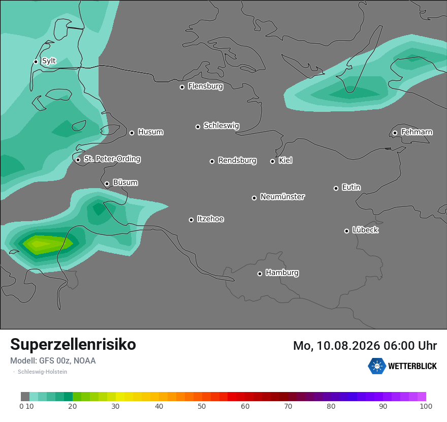 Modellkarte GFS – superzellenrisiko – sh