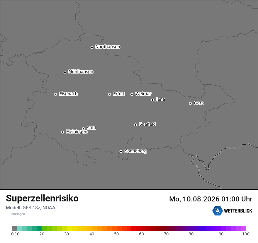 Modellkarte GFS – superzellenrisiko – th