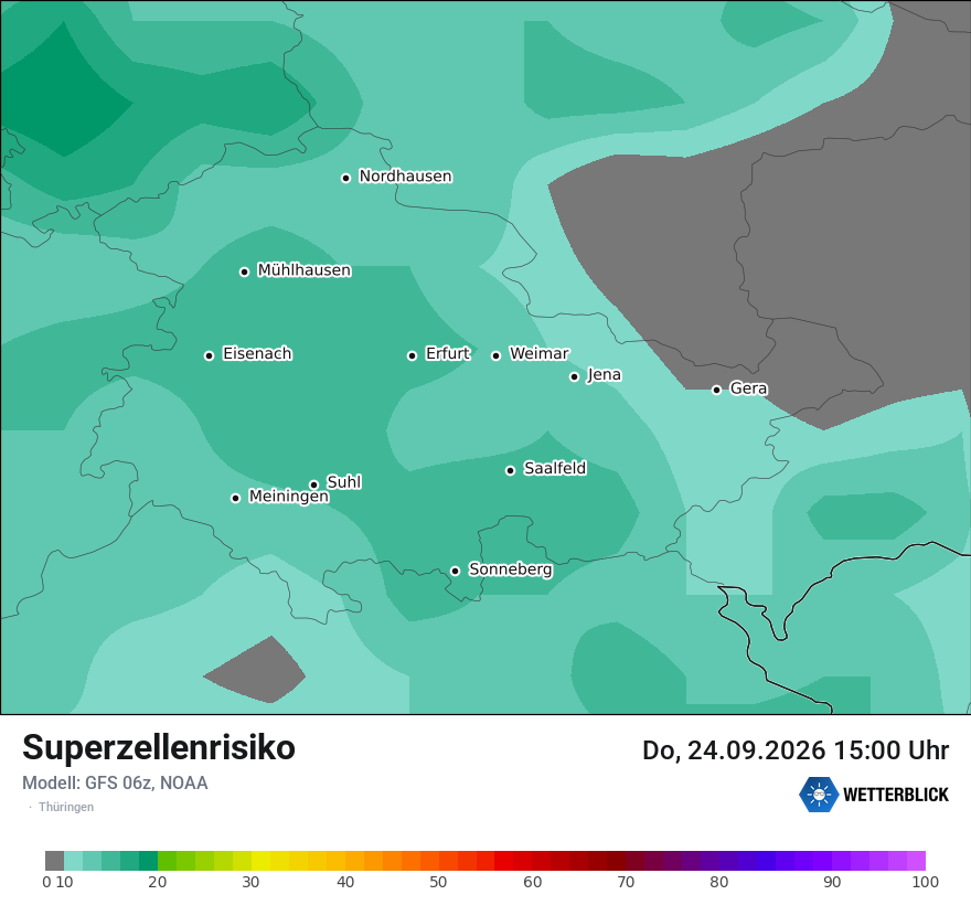 Modellkarte GFS – superzellenrisiko – th