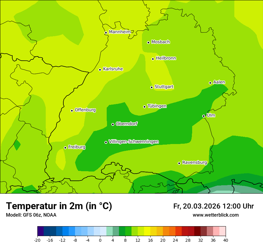 Modellkarte GFS – t2m – bw