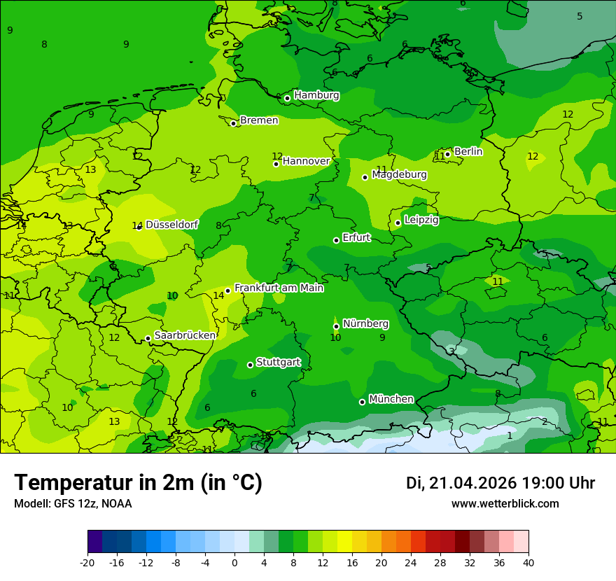 Modellkarte GFS – t2m – deutschland
