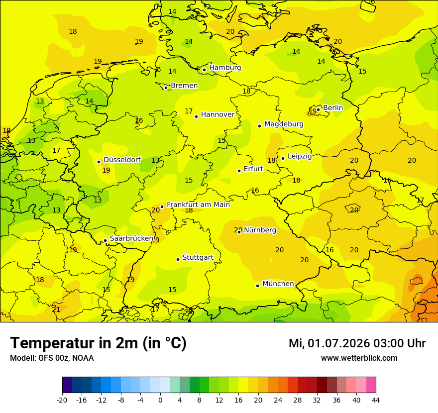 Modellkarte GFS – t2m – deutschland