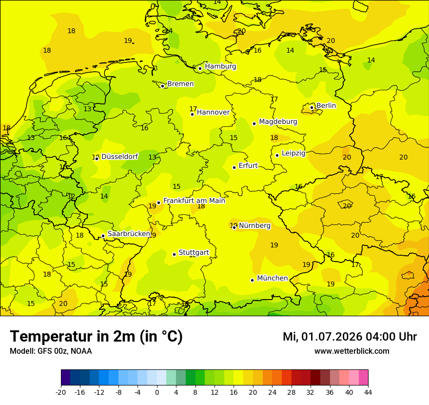 Modellkarte GFS – t2m – deutschland