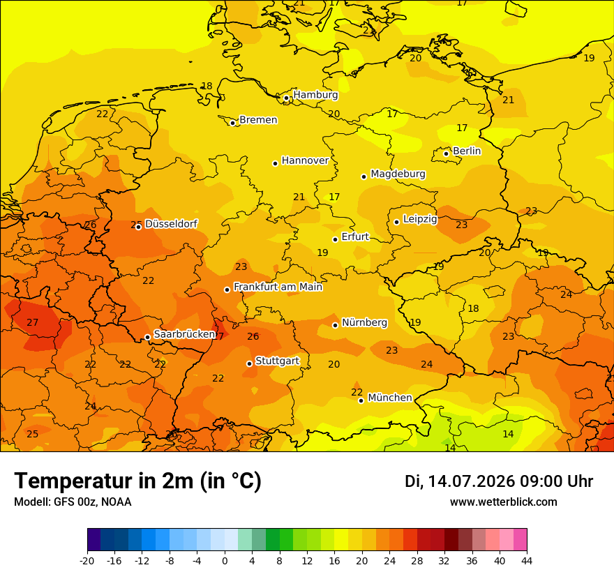 Modellkarte GFS – t2m – deutschland