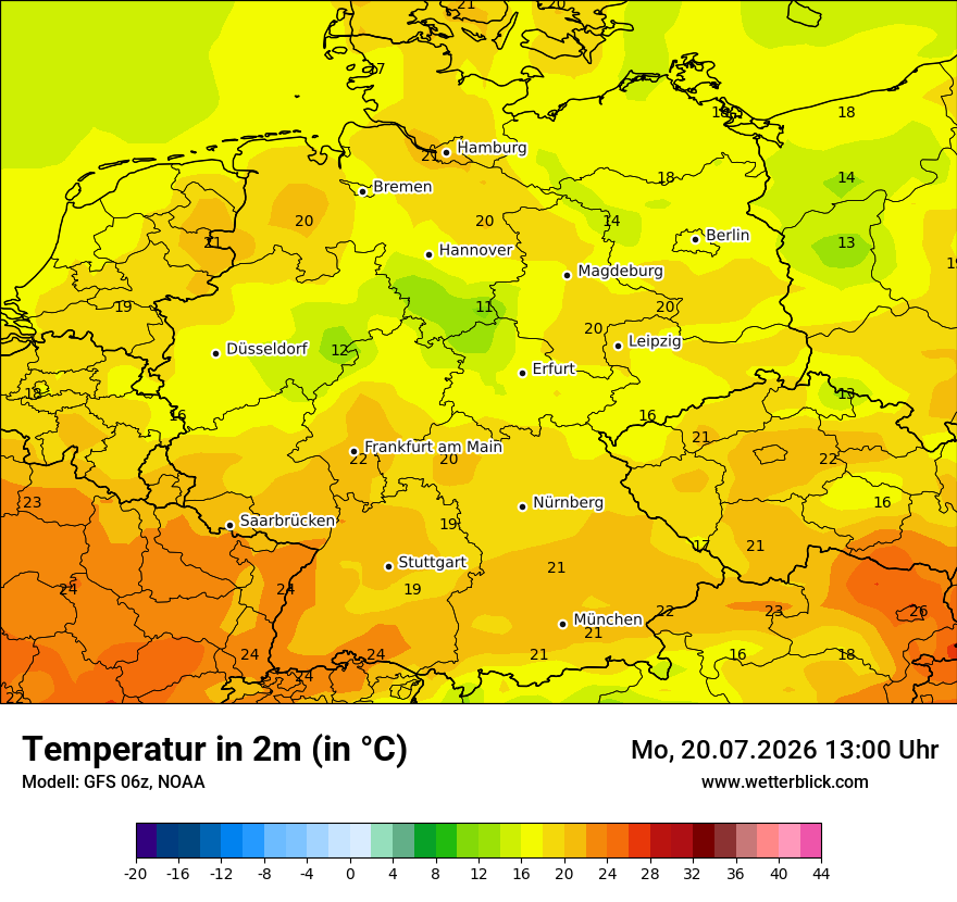 Modellkarte GFS – t2m – deutschland