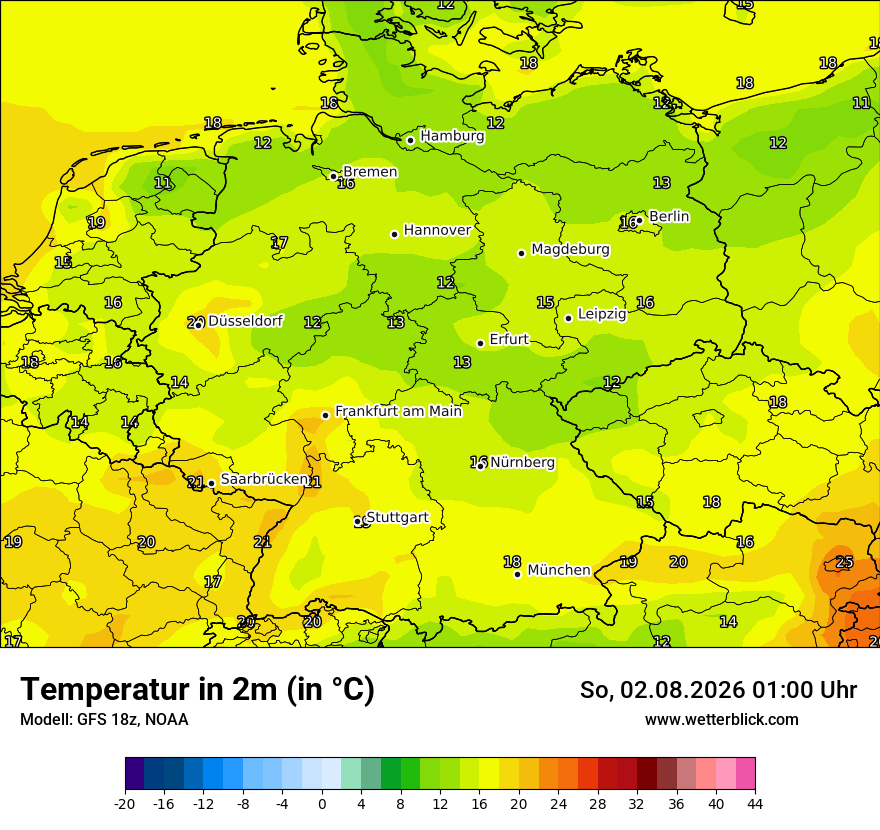 Modellkarte GFS – t2m – deutschland