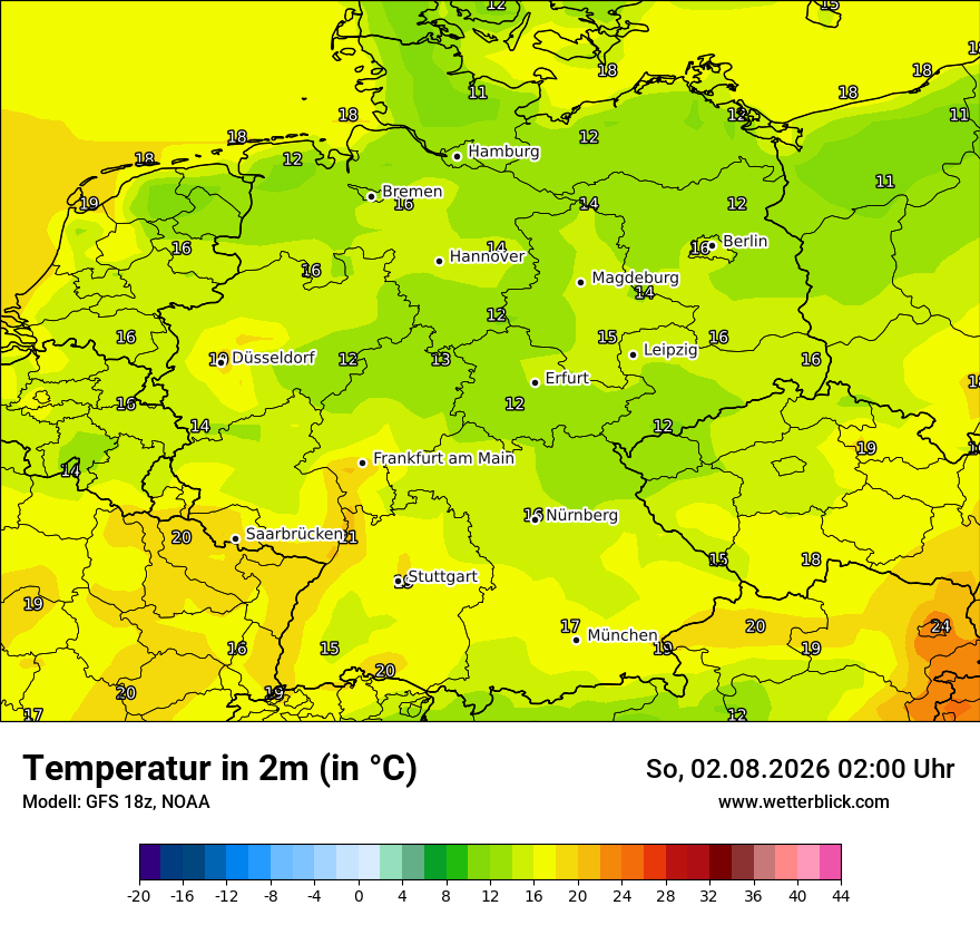 Modellkarte GFS – t2m – deutschland