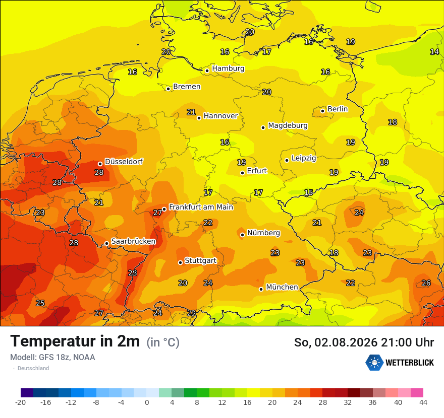 Modellkarte GFS – t2m – deutschland
