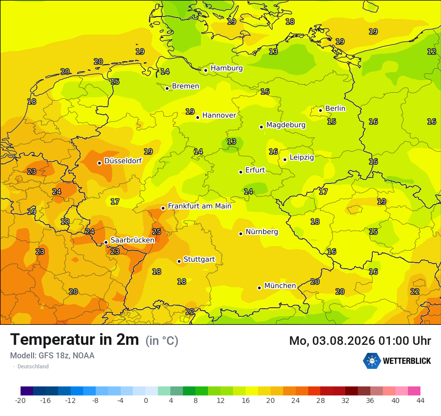 Modellkarte GFS – t2m – deutschland
