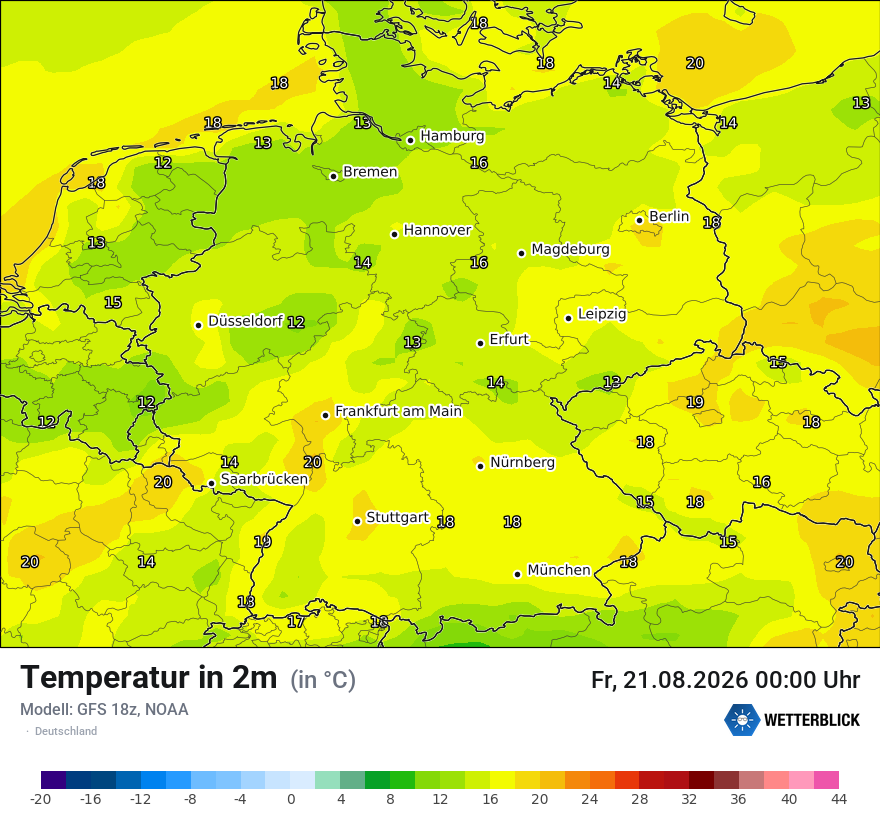 Modellkarte GFS – t2m – deutschland