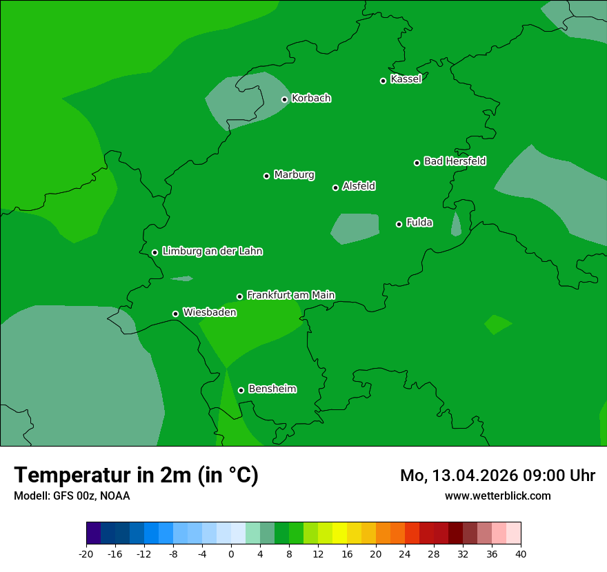 Modellkarte GFS – t2m – he