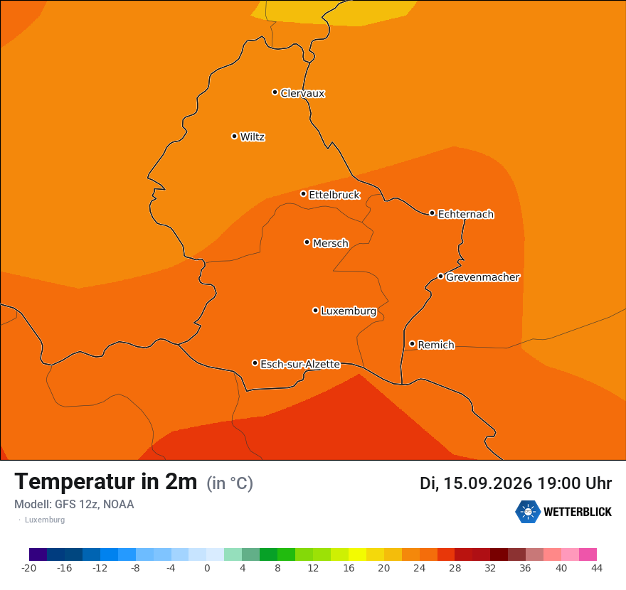 Modellkarte GFS – t2m – luxemburg