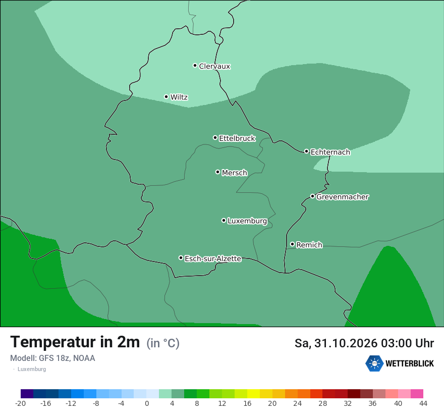 Modellkarte GFS – t2m – luxemburg
