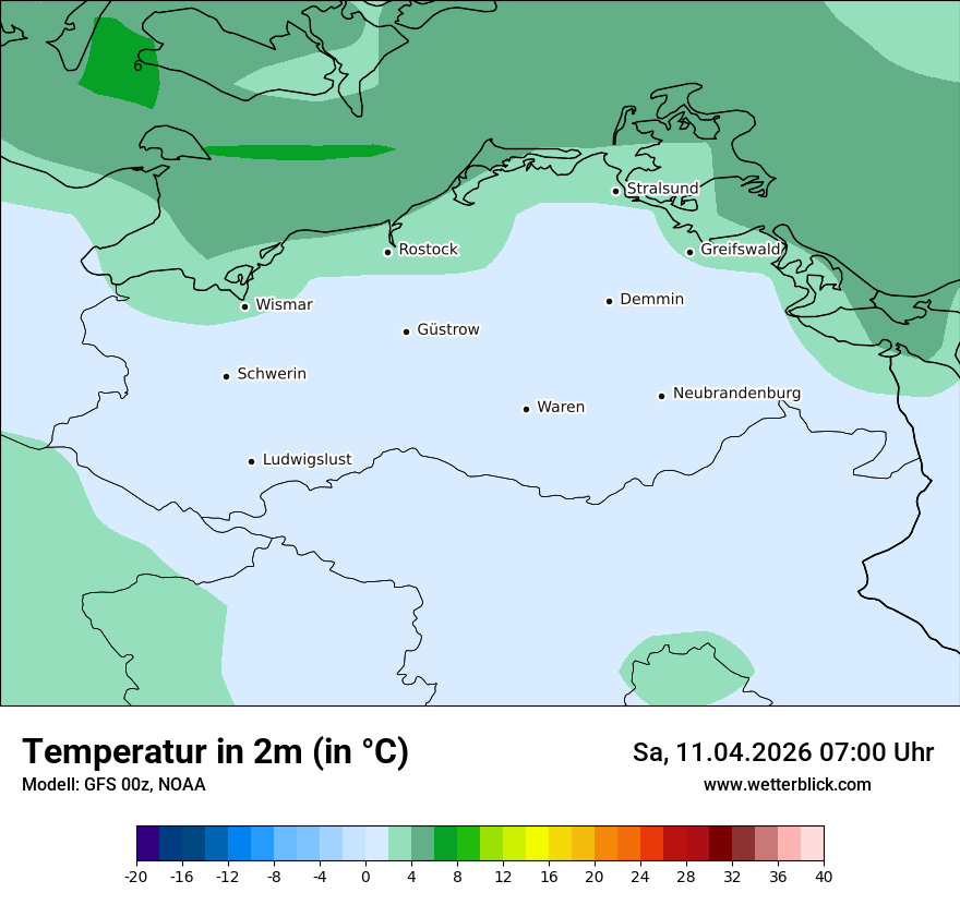 Modellkarte GFS – t2m – mv
