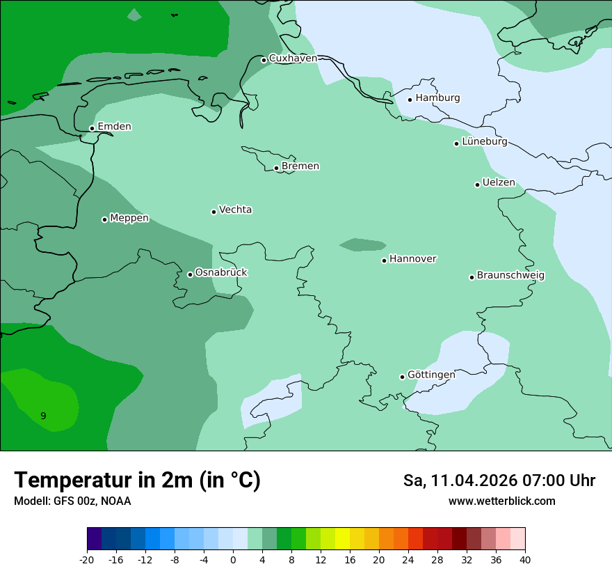 Modellkarte GFS – t2m – ni