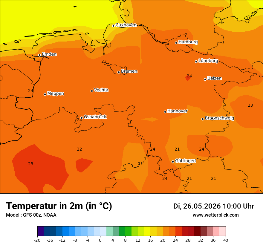 Modellkarte GFS – t2m – ni