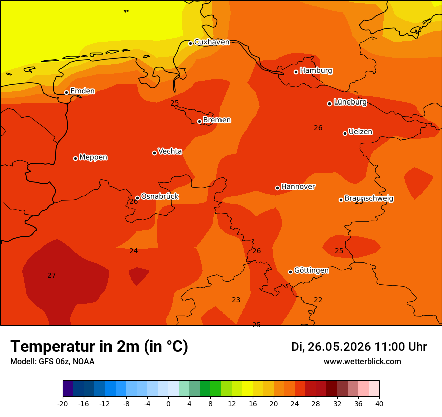 Modellkarte GFS – t2m – ni